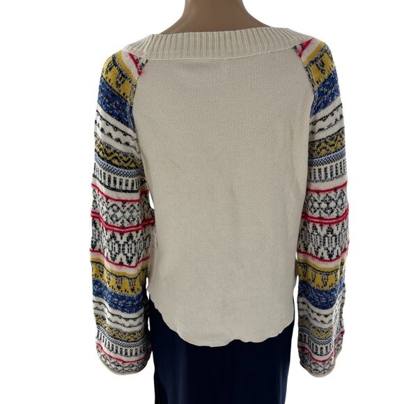 Free People White Fairground Cotton Thermal Sweater Sleeve Top - Picture 10 of 12